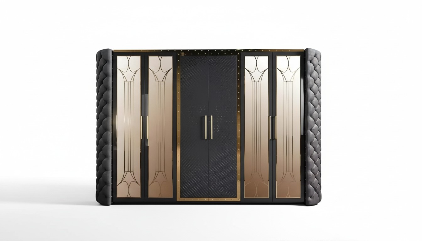 Kleiderschrank Schrank Chesterfield Designer Schränke Gepolstert 315cm