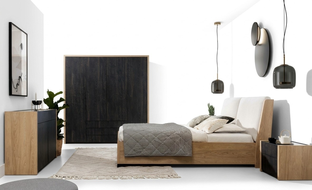Kleiderschrank Schwarz Holz Schlafzimmer Design Modern Möbel Garderobenschrank