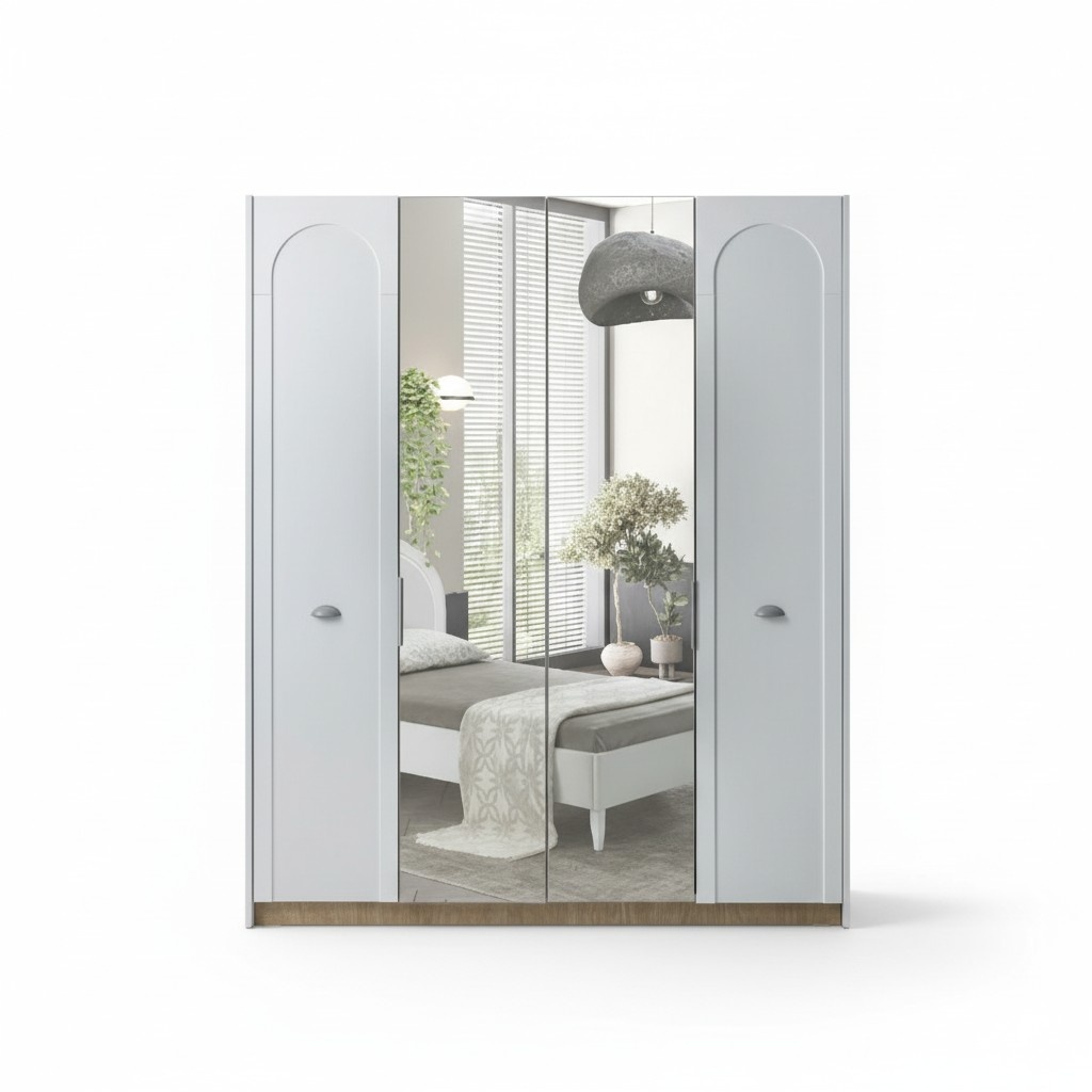 Kleiderschrank Spiegel Elegantes Design Weiß Stilvolle Kinderzimmer Gestaltung