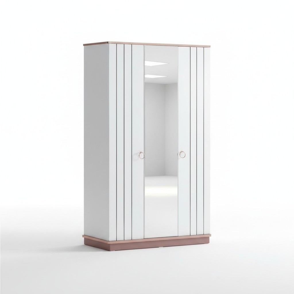 Kleiderschrank Weiß mit Spiegel und modernen Akzenten eleganter Stil Design
