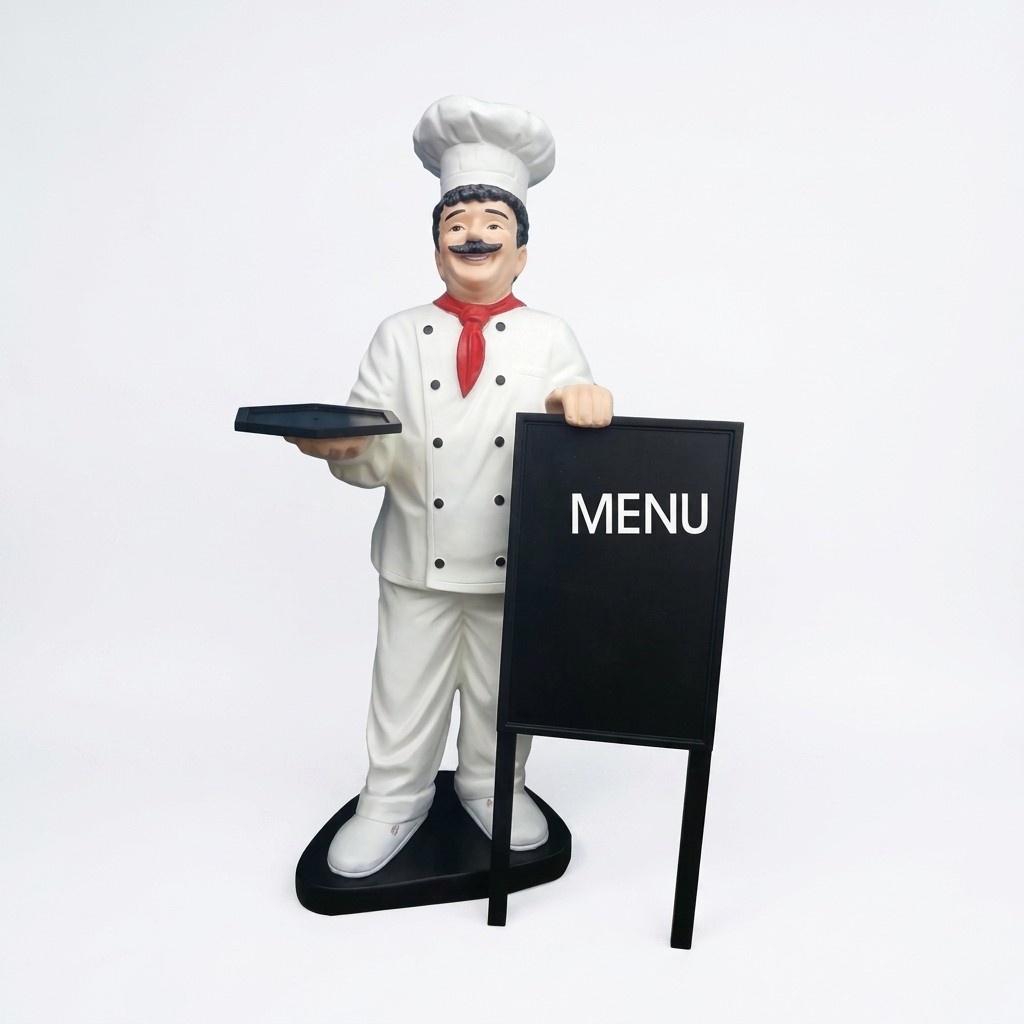 Koch Figur Statue Skulptur Werbefigur Menütafel Werbeaufsteller Restaurant Neu