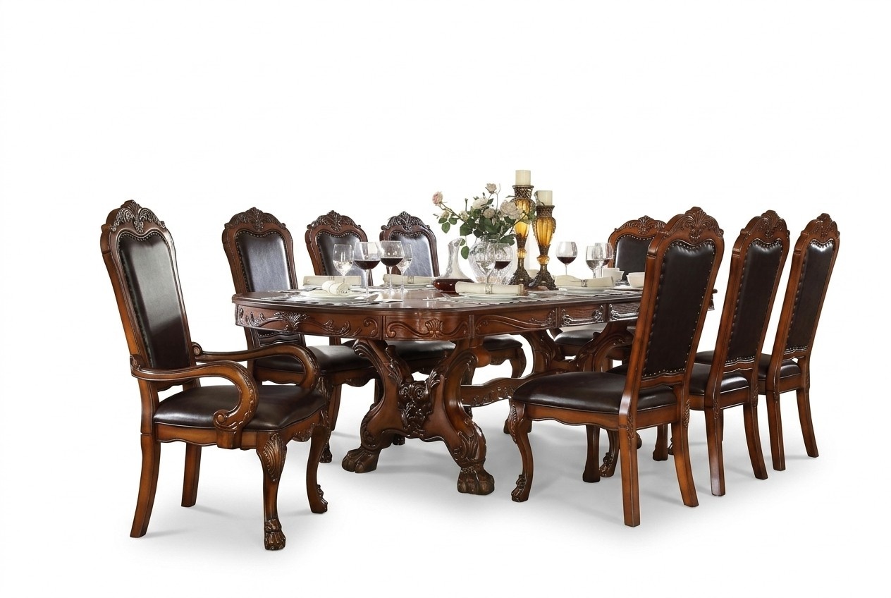 Königlicher Esstisch + 8x Stühle Komplettes Esszimmer Tisch Stuhl 9tlg. Garnitur