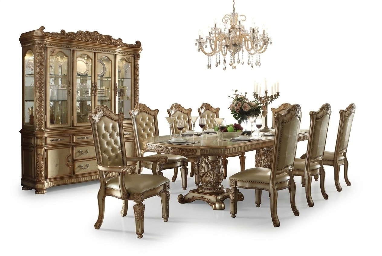 Königlicher Esstisch Tisch Holz Tische Barock Rokoko Esszimmer Antik Stil 345cm