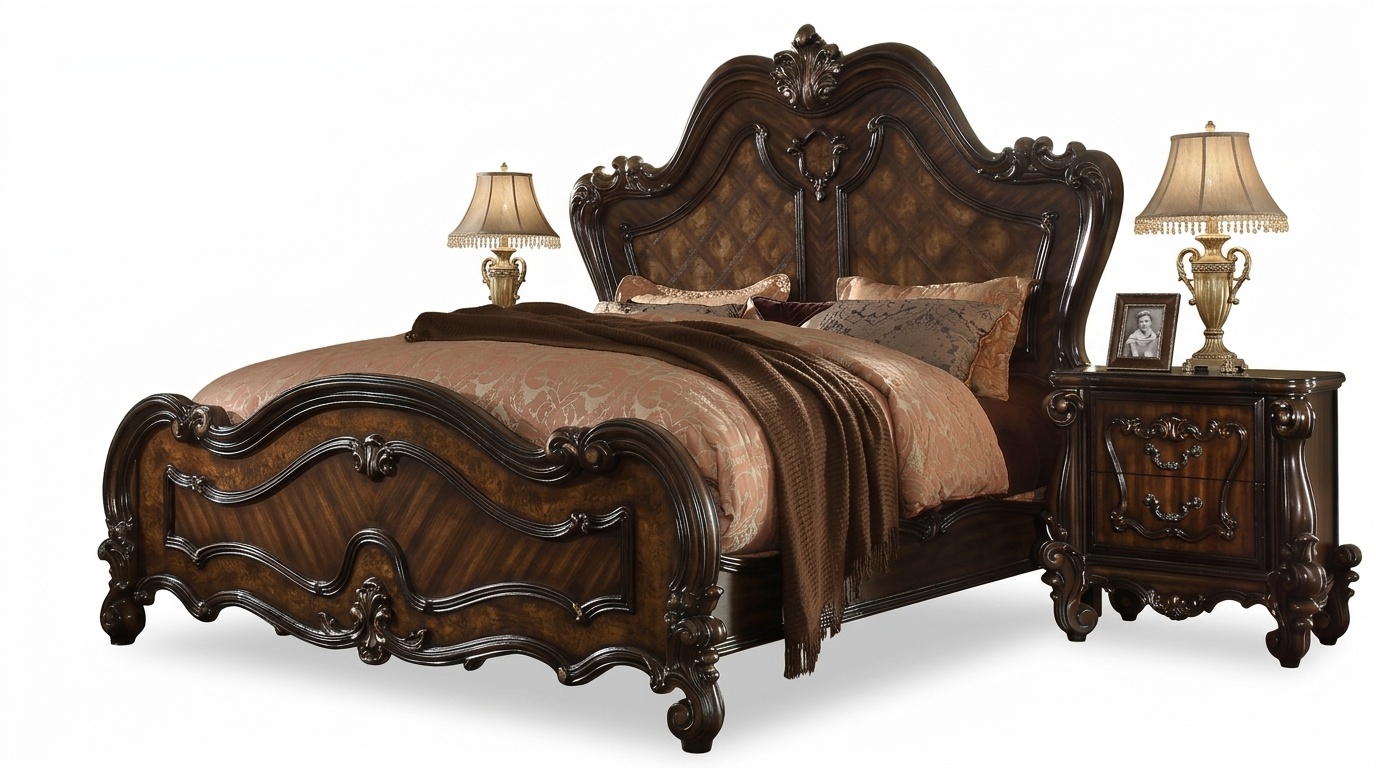 Königliches Doppel Bett Betten + 2x Nachttisch Konsole Komplett Set Schlafzimmer