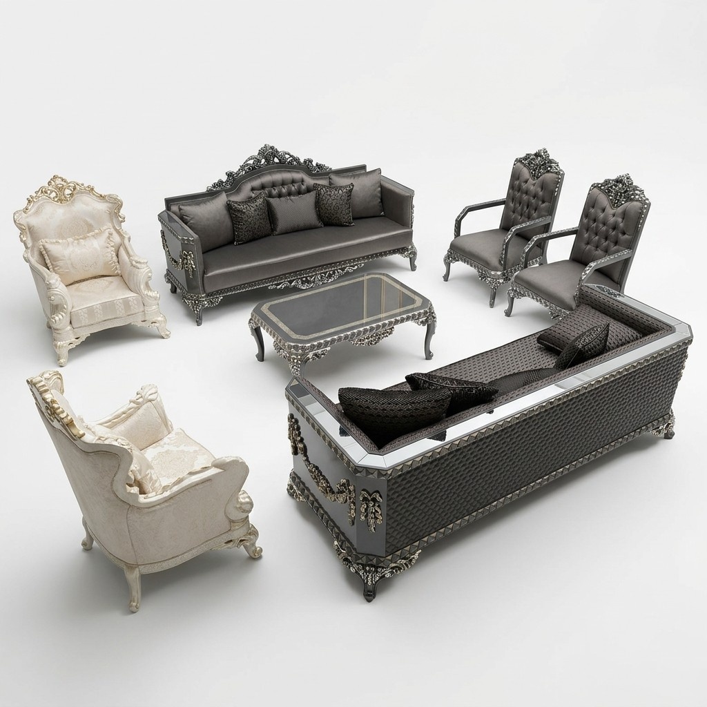 Komfortablen Wohnzimmer set Garnitur 3+1+1 und Neu Luxus 2x Sessel Braun