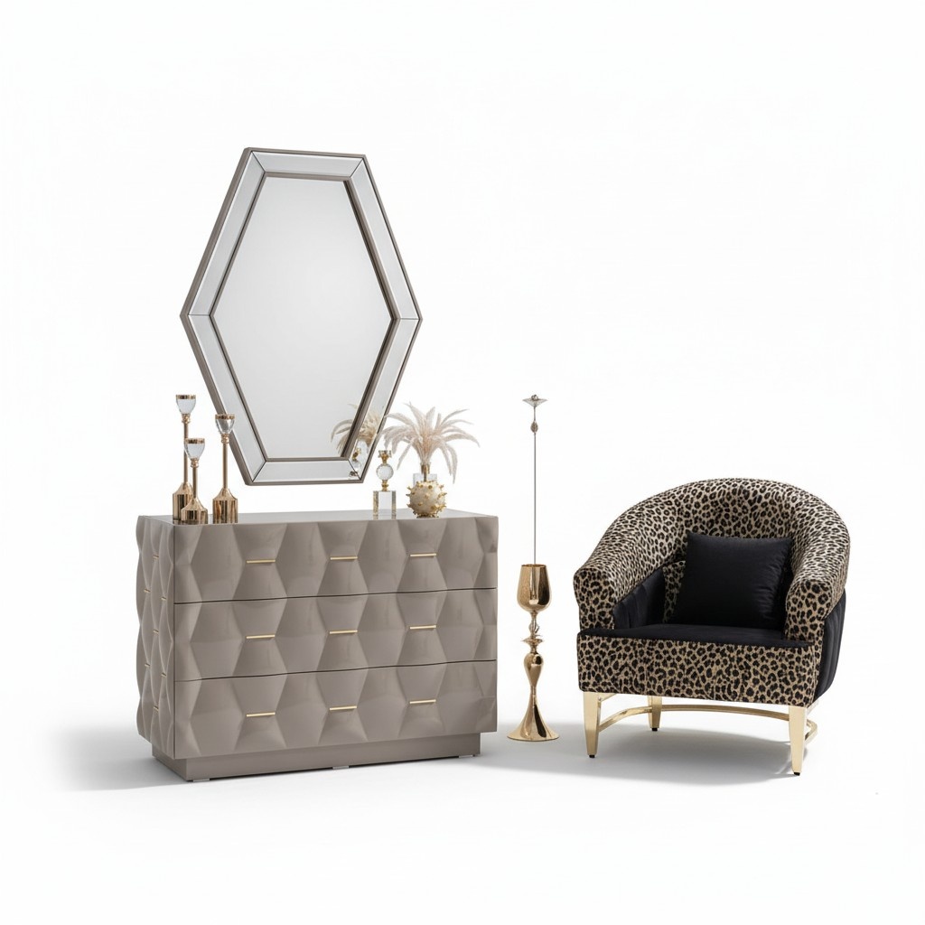 Kommode Anrichte Kommoden Spiegel Set Echtes Holz Italienische Möbel Modern Stil