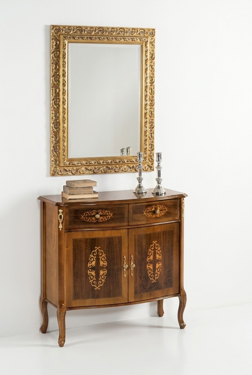 Kommode Holz Möbel Barock mit Spiegel Luxus Italienische Möbel 2tlg Garnitur Neu