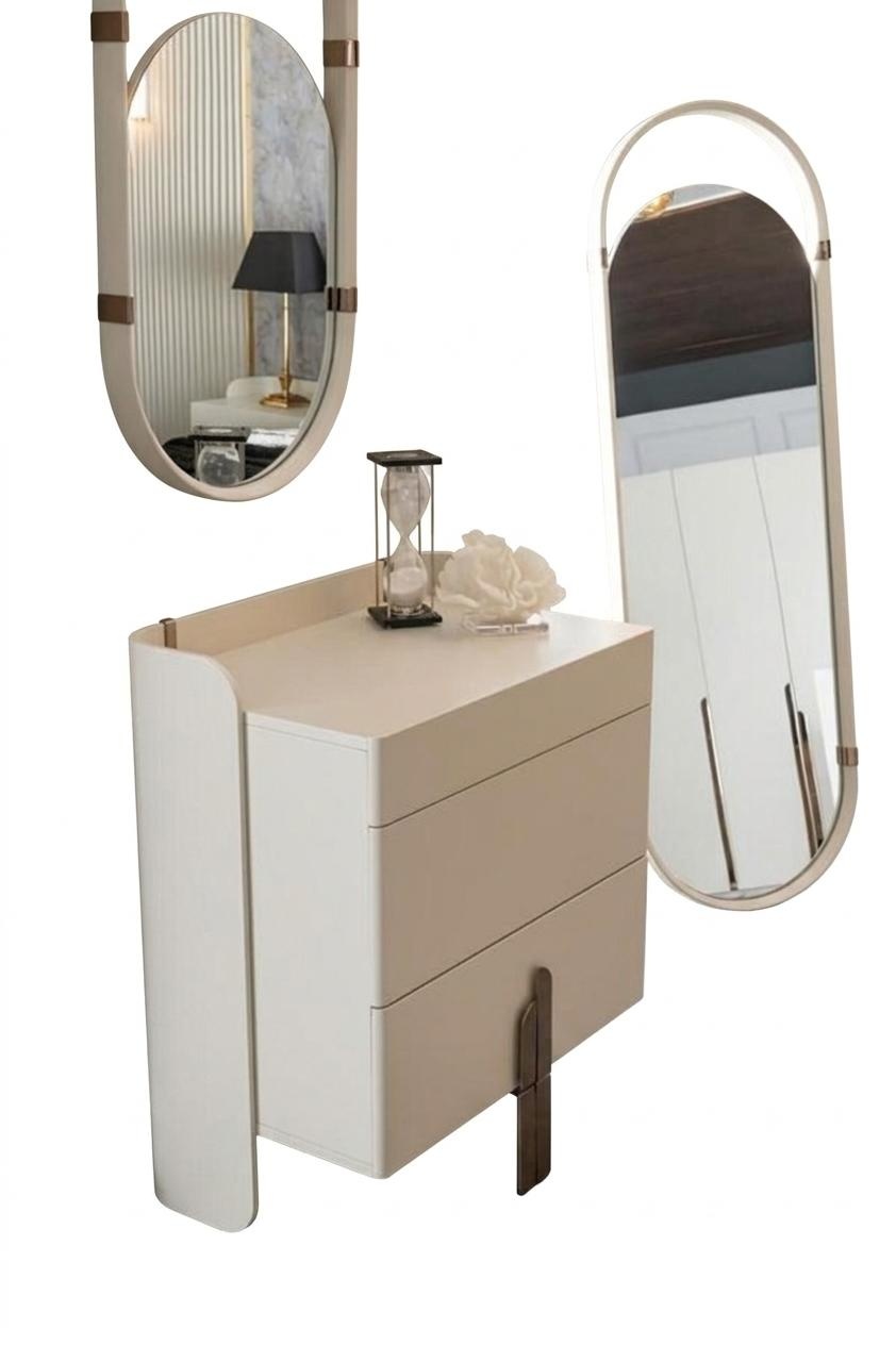 Kommode mit 2x Spiegel Ganzkörperspiegel Wandspiegel Schrank Edelstahl Sideboard