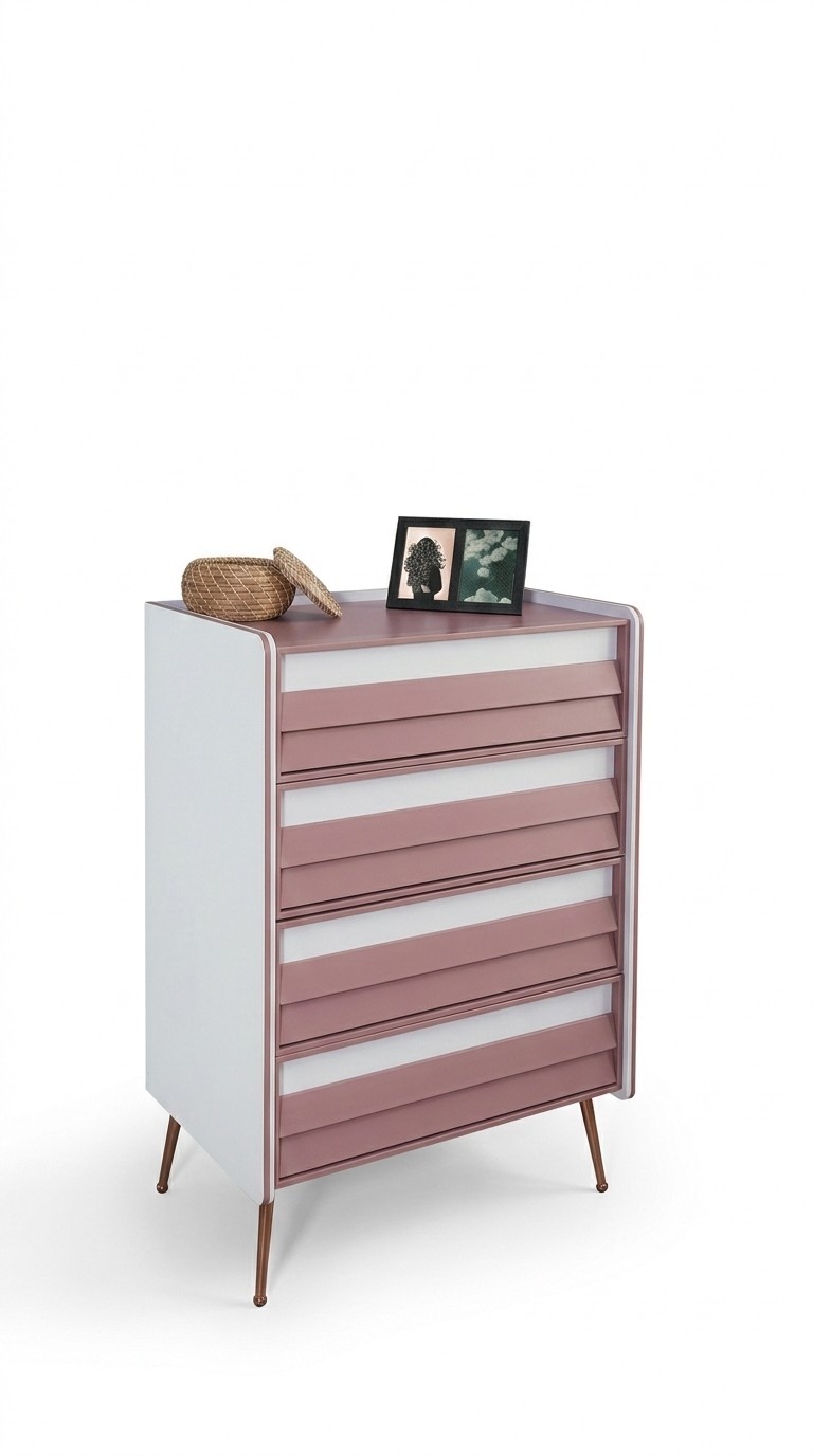 Kommode mit Spiegel Holz Kommoden Möbel Schrank Kinderzimmer Rosa Neu