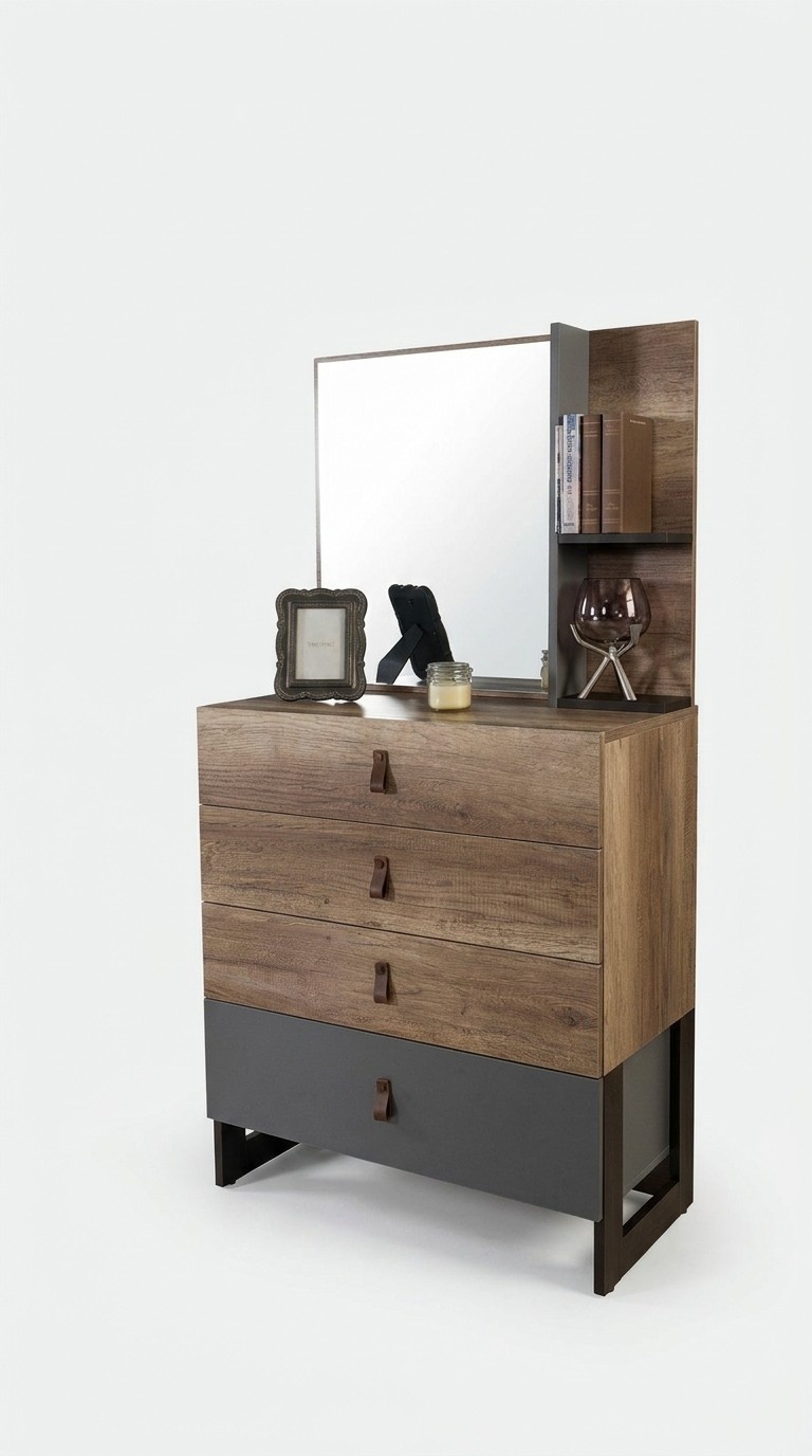 Kommode mit Spiegel Holz Modern Luxus Design Jugendzimmer Kommoden