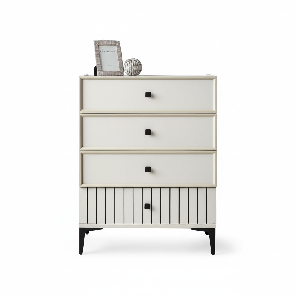 Kommode Modernes Design Elegante Schwarze Akzente Stauraum Stilvolles Möbel