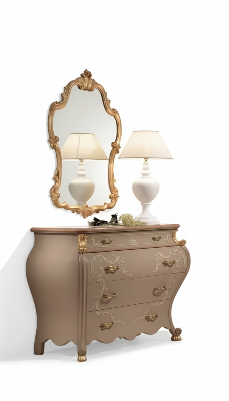 Kommode Spiegel Gruppe Holzdesign Beistellschrank Schrank Möbel Set 2tlg