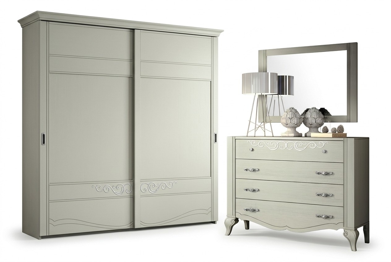 Kommode Spiegel Schrank Kommoden Regal Konsole Möbel Holzschrank Italy Set 2tlg.