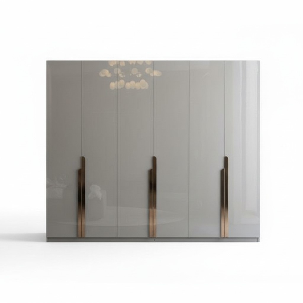 Kommode Standspiegel Kleidershrank Hochglanz Edelstahl Schlafzimmer Grau