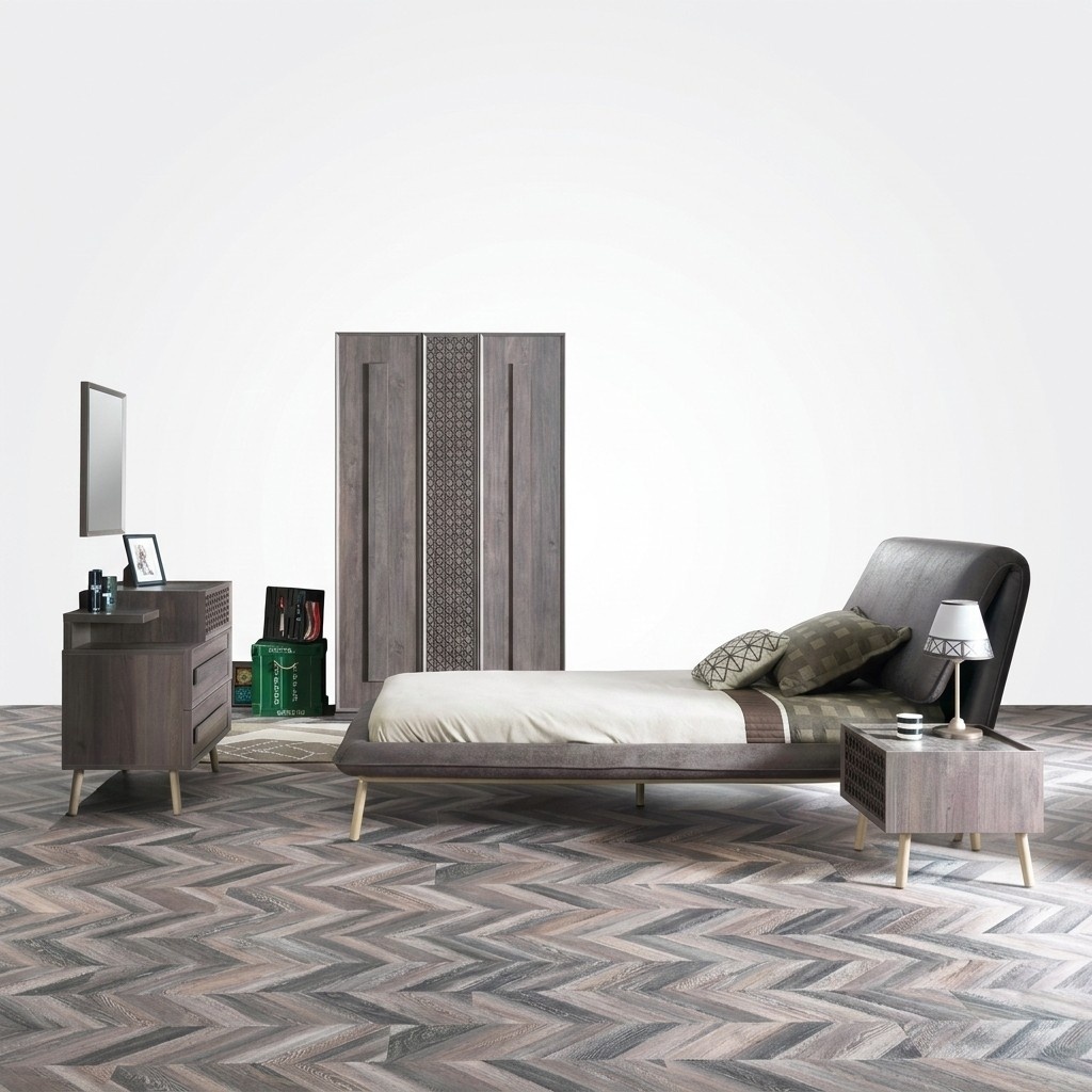 Komplete Jugendbett Kindermöbel Kinderzimmer Bett Holz Grau