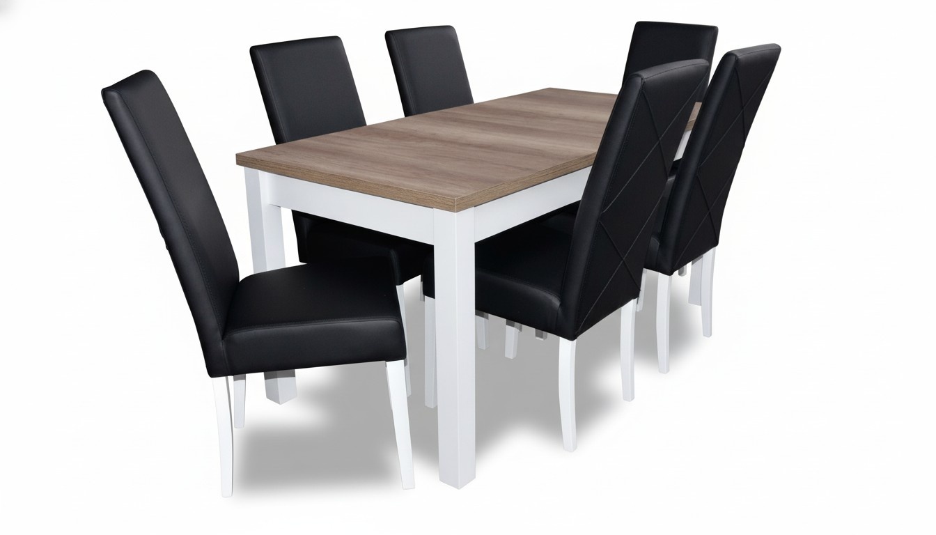 Komplett Esstisch 6 Stühle Esszimmer Set Ess Gruppe Holz Leder Tisch Tische 7tlg