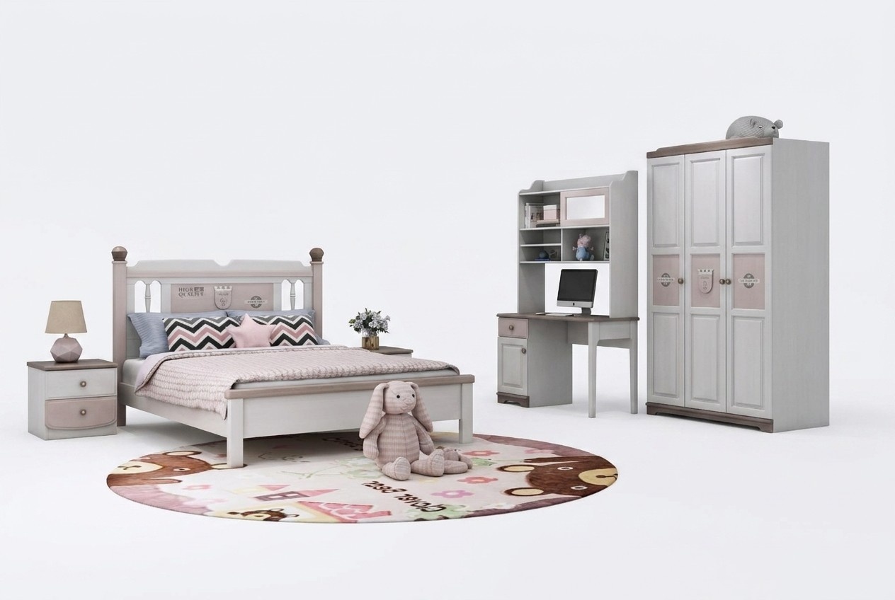 Komplett Jugendzimmer Kinderzimmer Set Bett Kommode Kleiderschrank Weiß 5tlg Neu