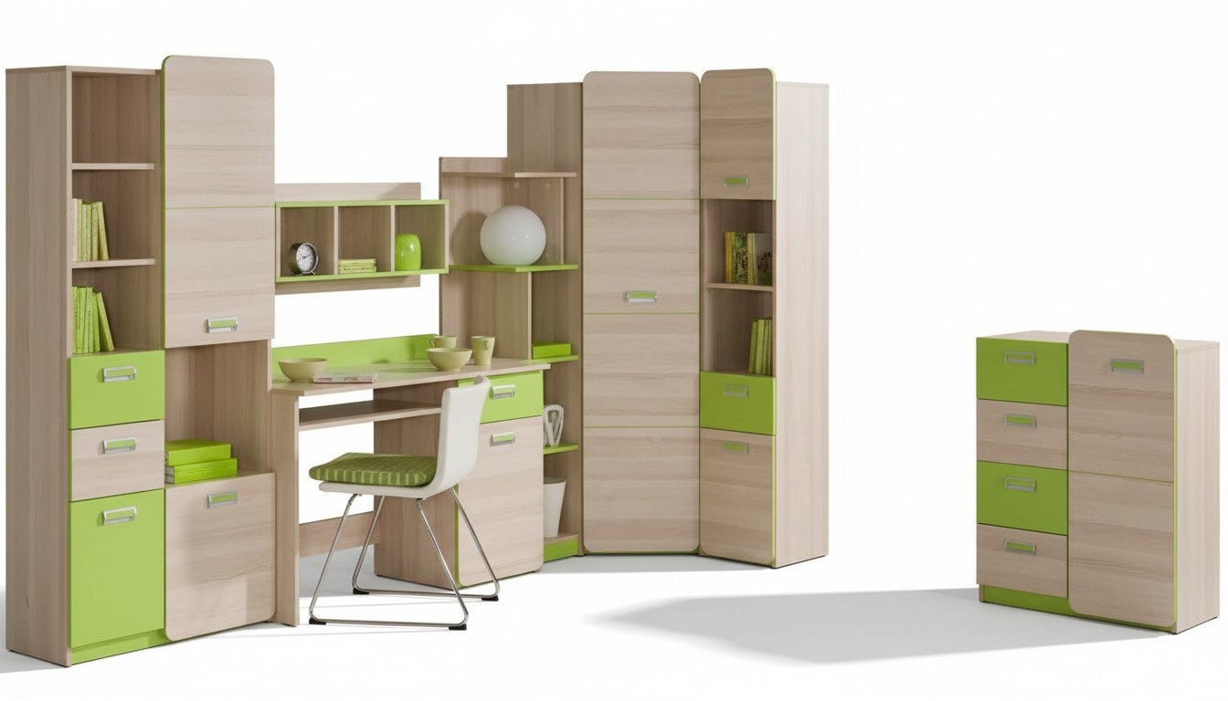 Komplett Jugendzimmer Kinderzimmer Set Kleiderschrank Kommode