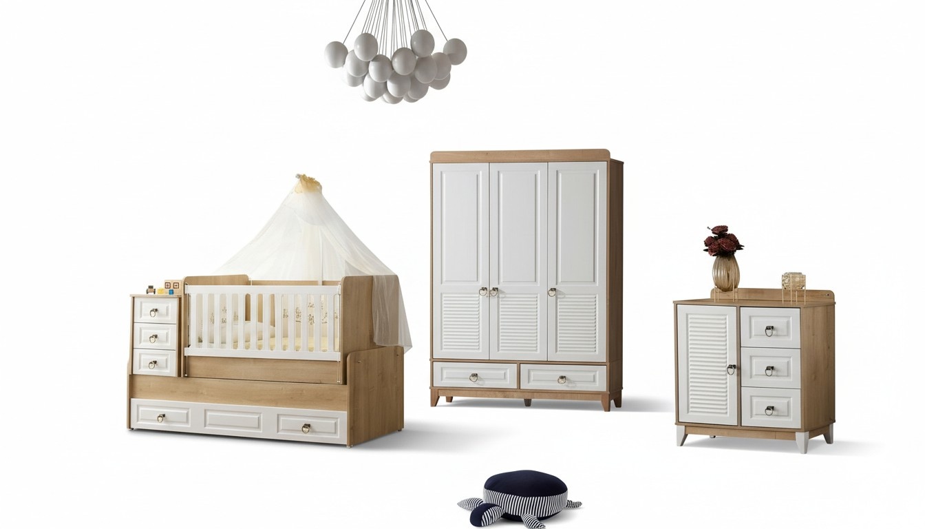 Komplett Kinderzimmer Set Bett Kleiderschrank Kommode Helles 3tlg Neu
