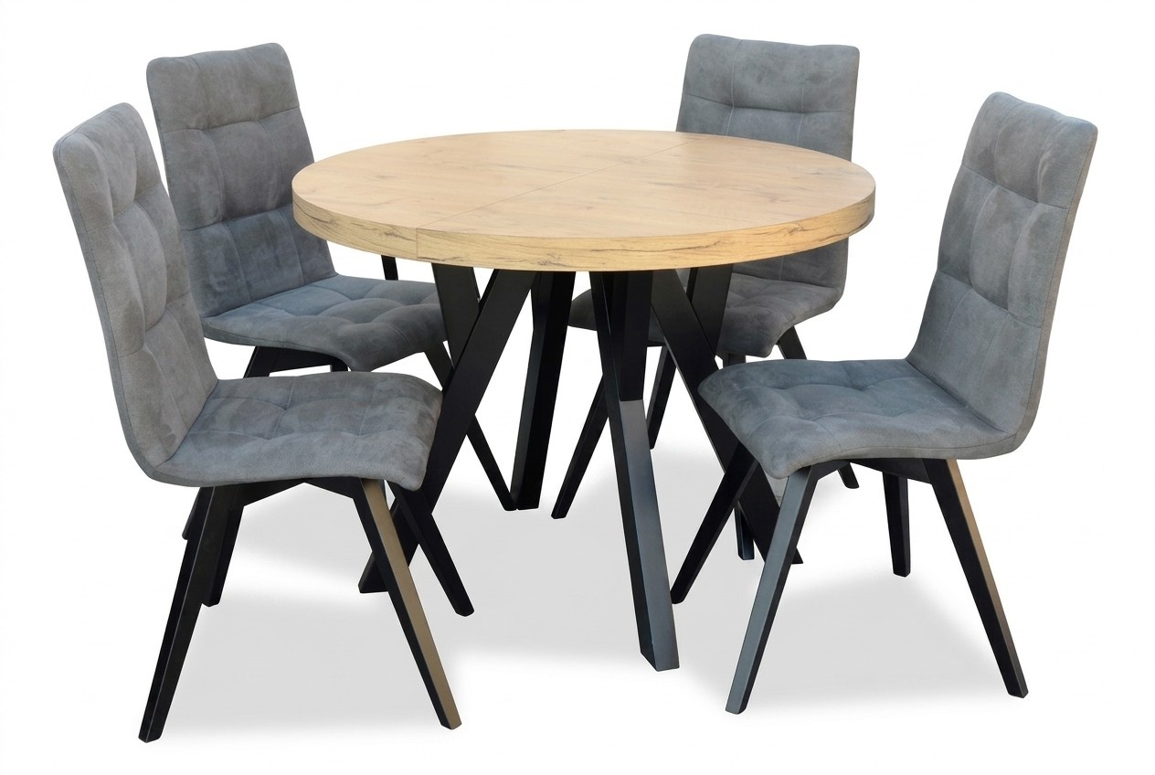 Komplett Rund Esstisch 4x Stühle Esszimmer Set Ess Gruppe Holz 5tlg