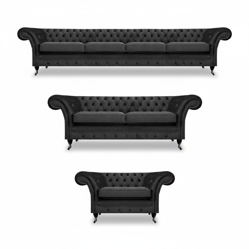 Komplett Set Chesterfield Sofas Einrichtung Sofagarnitur Sessel Wohnzimmer 4+2+1