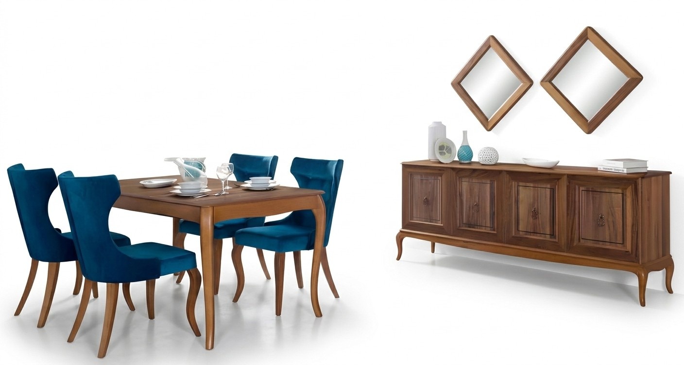 Komplett Set Esstisch 4x Stühle Esszimmer Set Ess Gruppe Holz Tisch Tische 6tlg