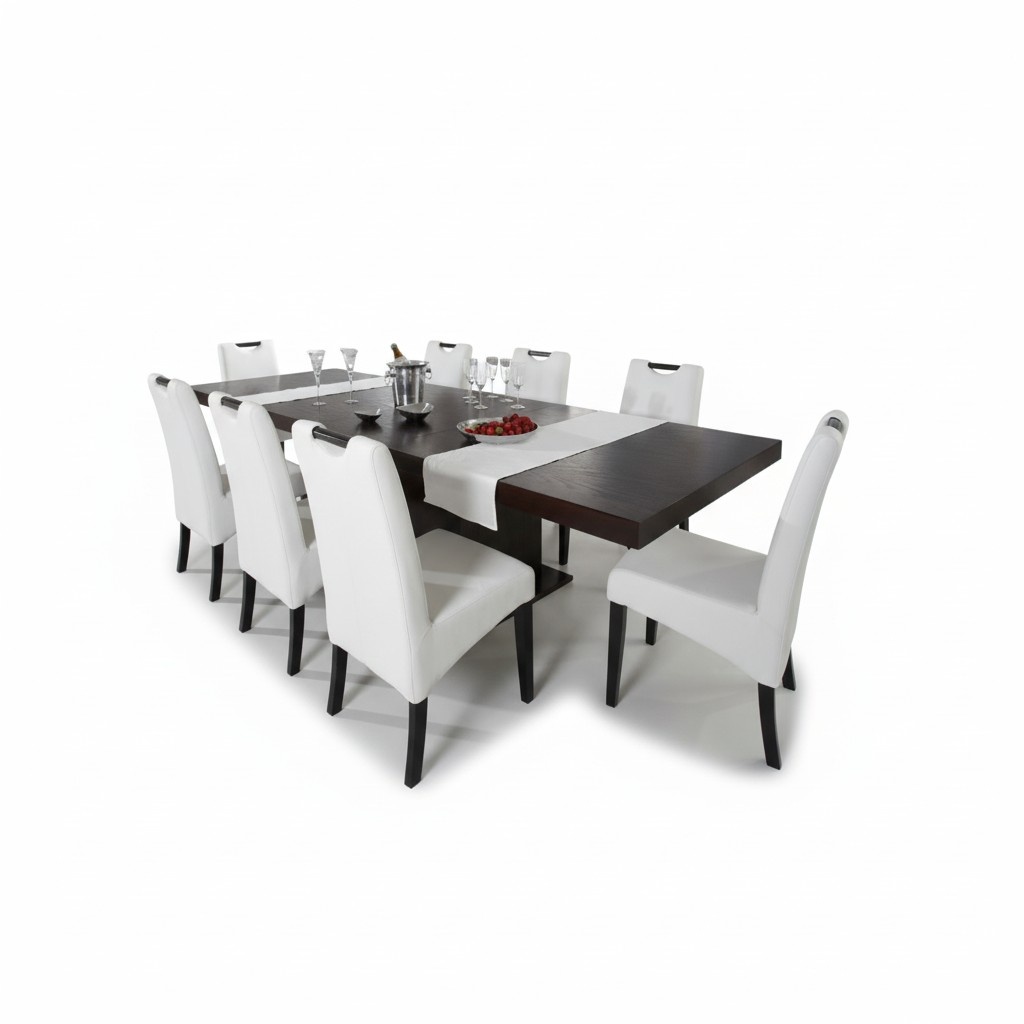 Komplett Set Esstisch + 8 Stühle Esszimmer Set Ess Gruppe Holz Tisch