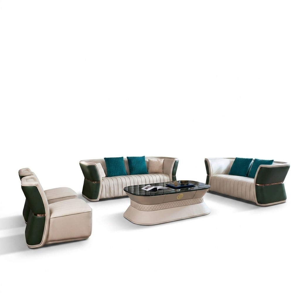 Komplett Set Sofagarnitur 3+2+1+1 Sitzer Design Sofa Couch Wohnlandschaft Gruppe