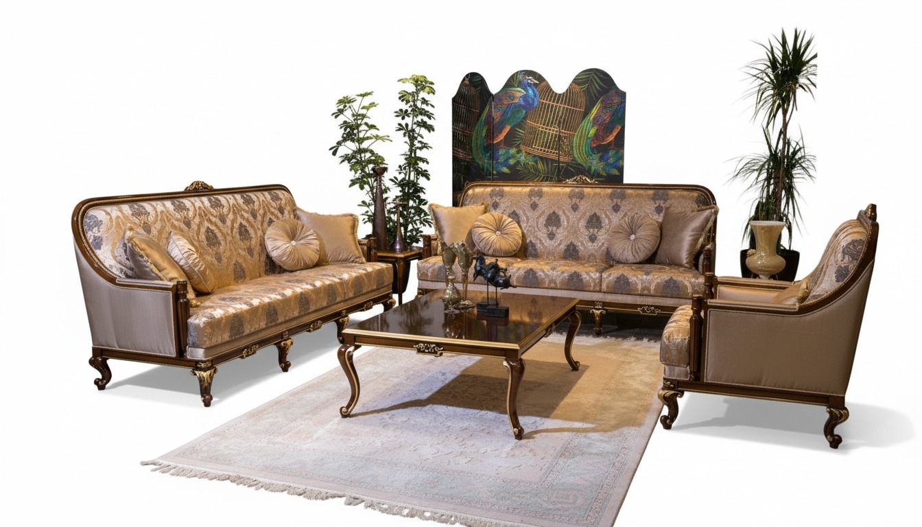 Komplett Set Sofagarnitur 3+3+1 Sitz Couchtisch Designer Couchen Sofa 4tlg