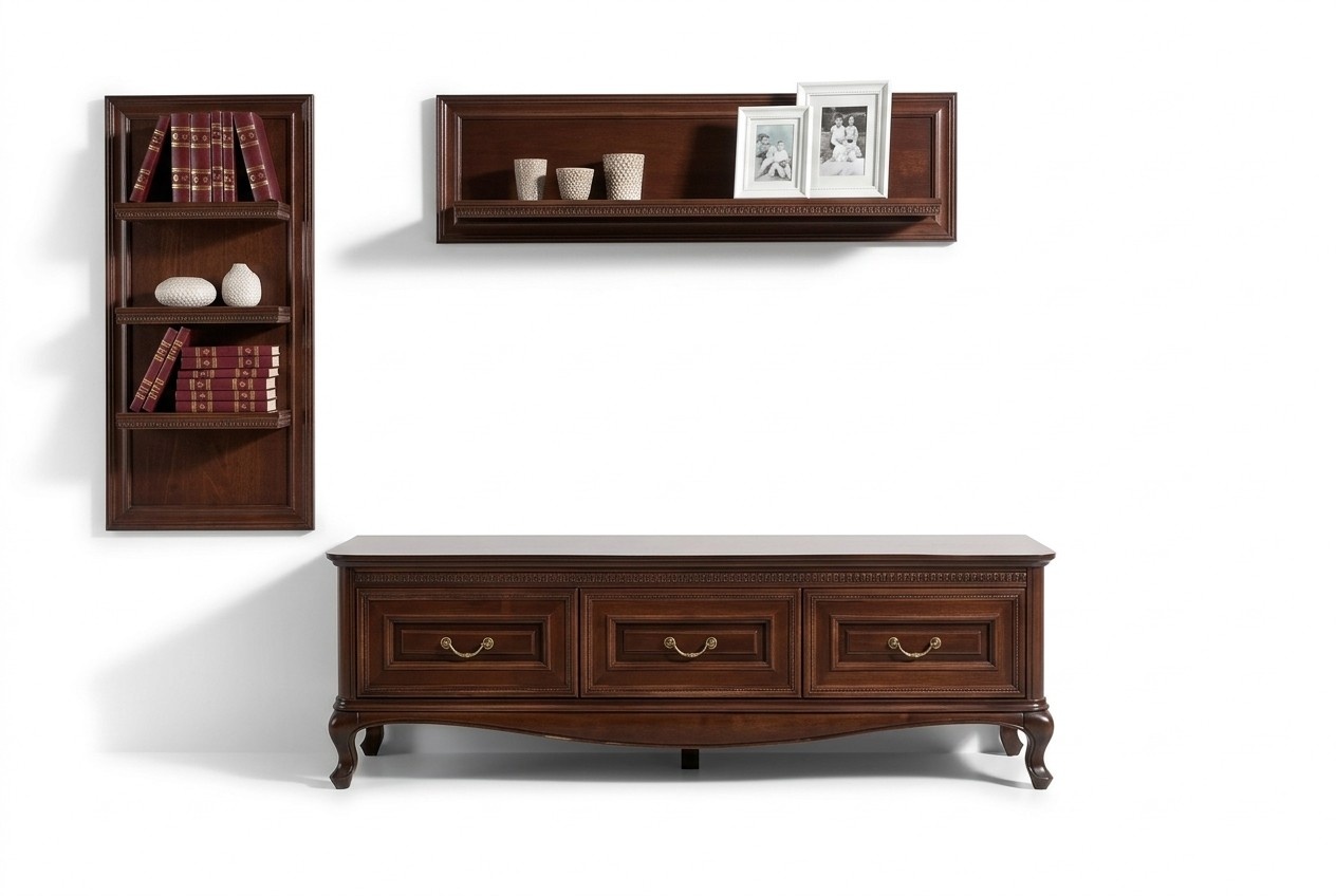 Komplett Wohnzimmer Klassisch Couchtisch Regal RTV Tisch Regal Kommode - Verona