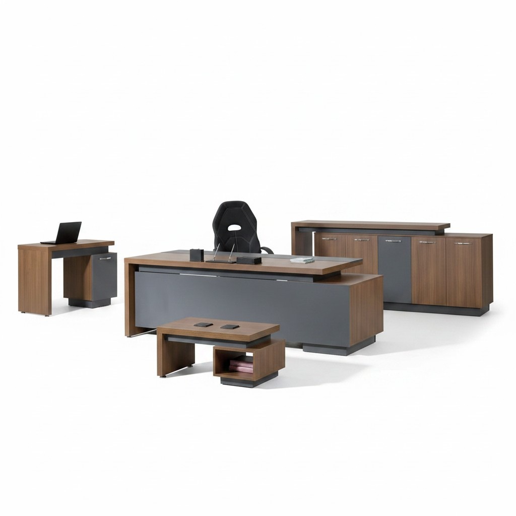 Komplettbüro Büromöbel Schreibtisch Büro Bürotisch Set 4tlg Holz Braun