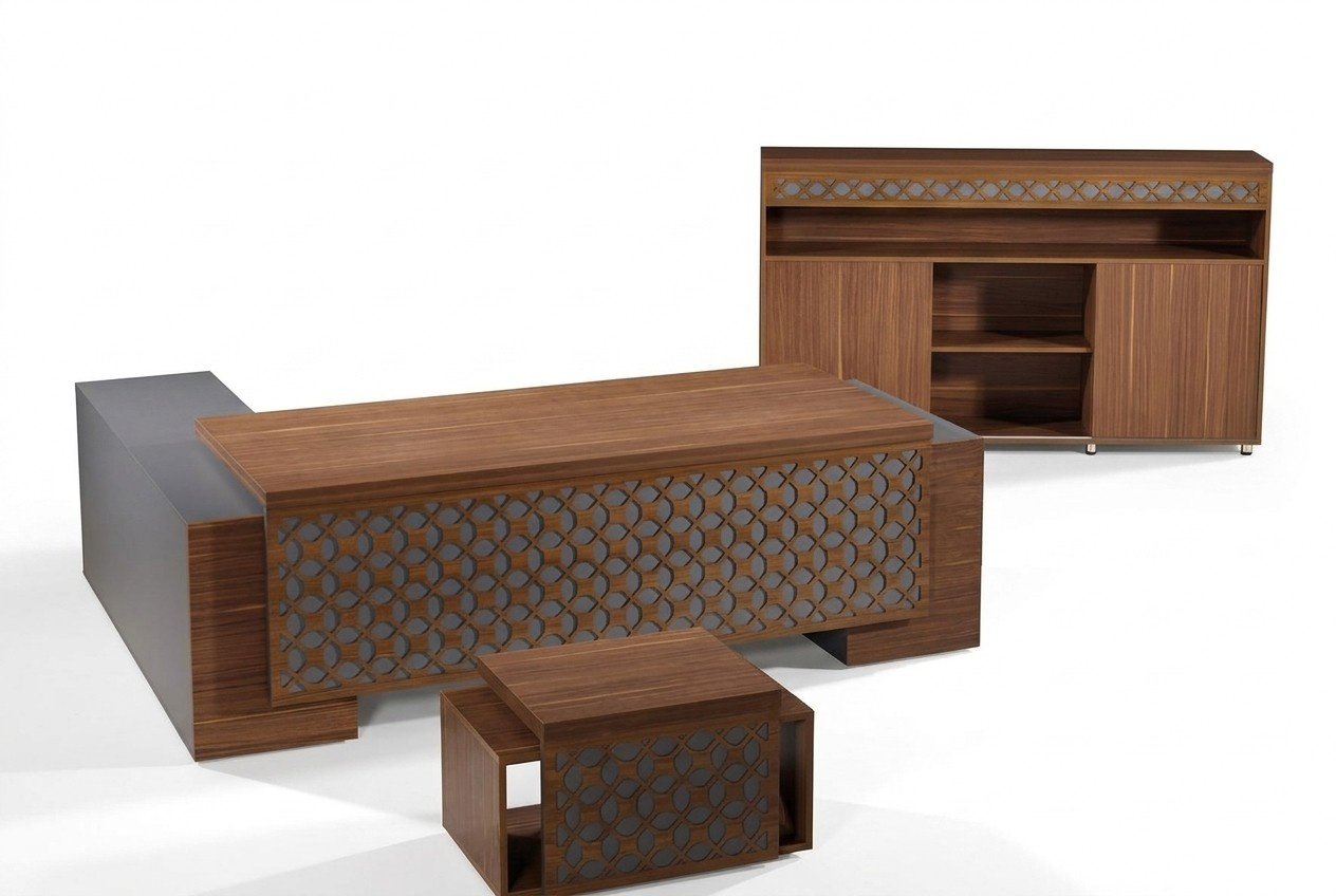 Komplette Büromöbel Eckbürotisch Büro Bürotisch Set 3tlg Holz Braun