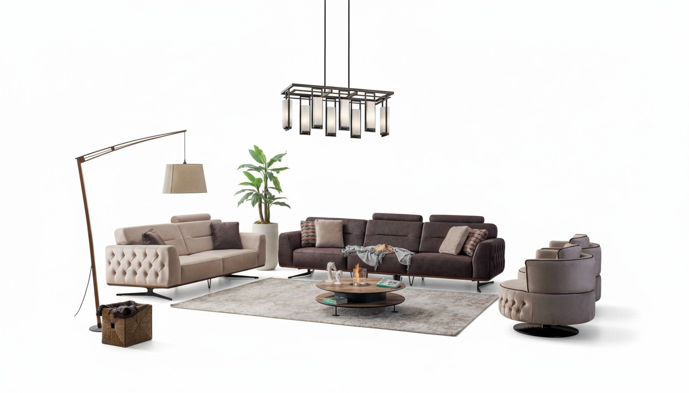 Komplette Couchgarnitur Sofagarnitur Sofa Kunstleder Braun Weiß 4tlg