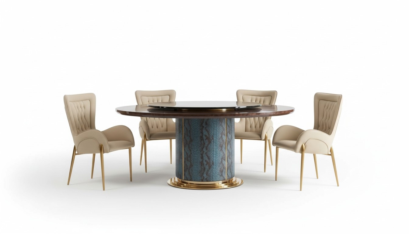 Komplette Esszimmer Garnitur Runder Tisch 4x Lehnstuhl Stühle Essgruppe Set Neu