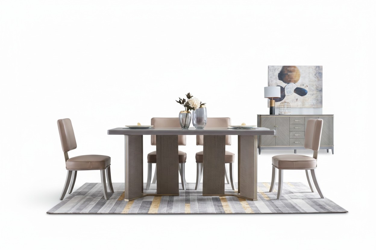 Komplette Esszimmer Garnitur Tisch + 4x Lehnstuhl Stühle Luxus Essgruppe Set