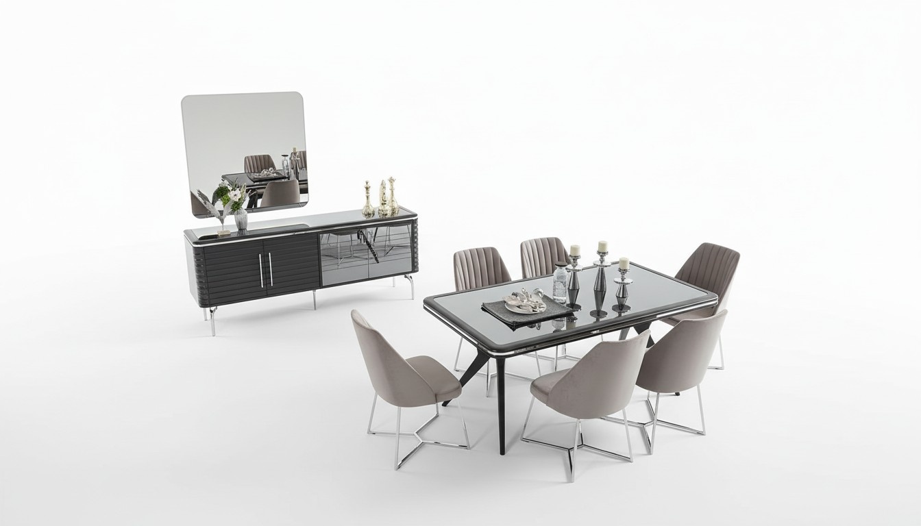 Komplette Esszimmer Möbel Designer Sideboard Luxus Esstisch 4x Stühle