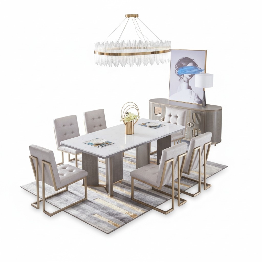 Komplette Garnitur Esszimmer Garnitur 6x Lehnstuhl Stühle Gruppen Stuhlgruppe