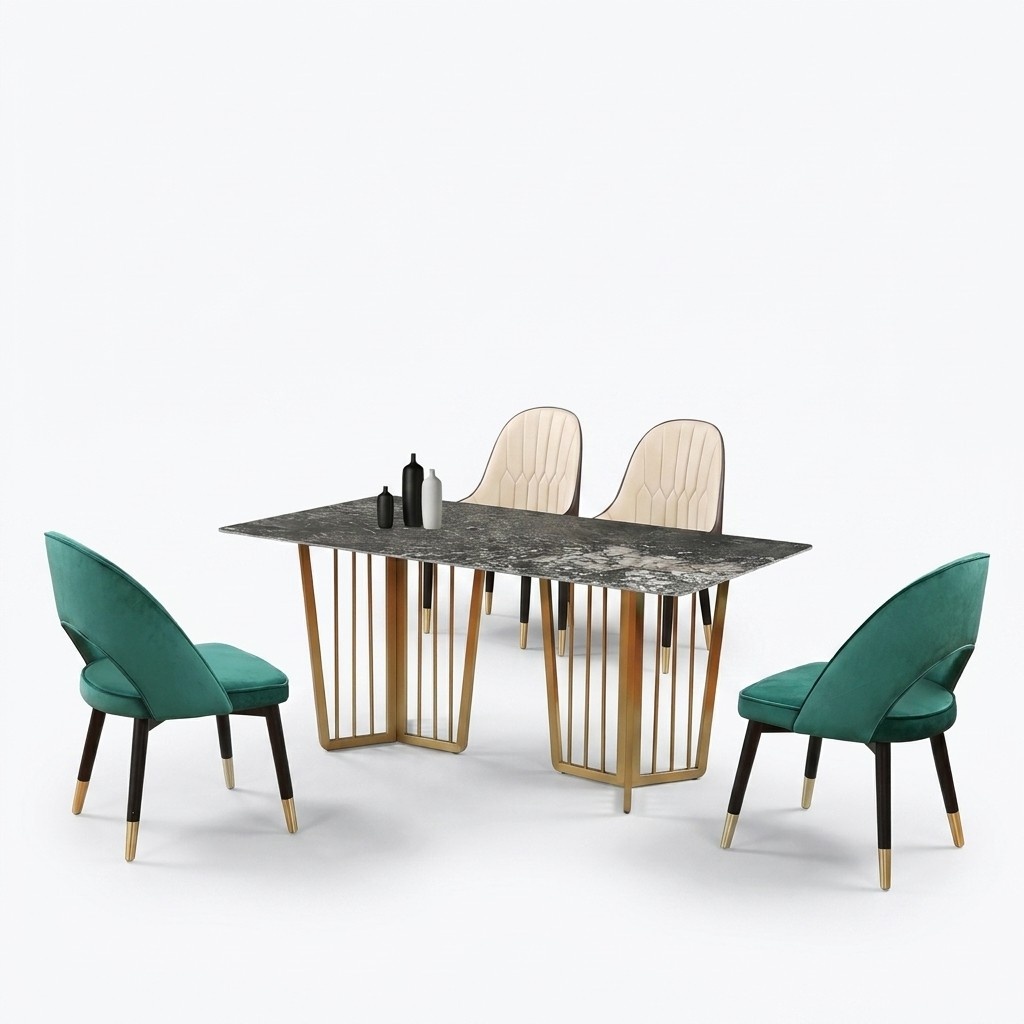 Komplette Garnitur Set Esstisch 4 Stühle Esszimmer Ess Gruppe Tisch Möbel 5tlg.