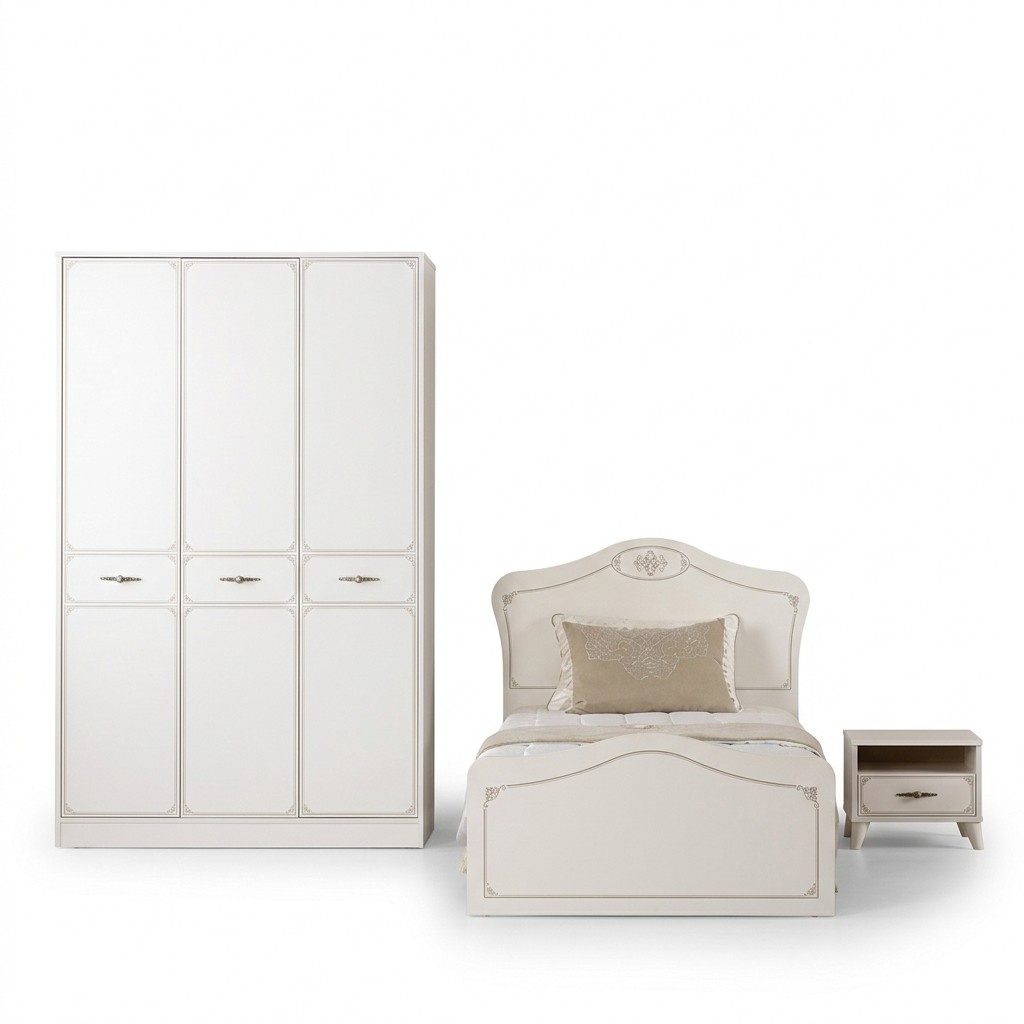 Komplette Jugendbett Funktionsbett Ausziehbares Set 3tlg Holz Weiß