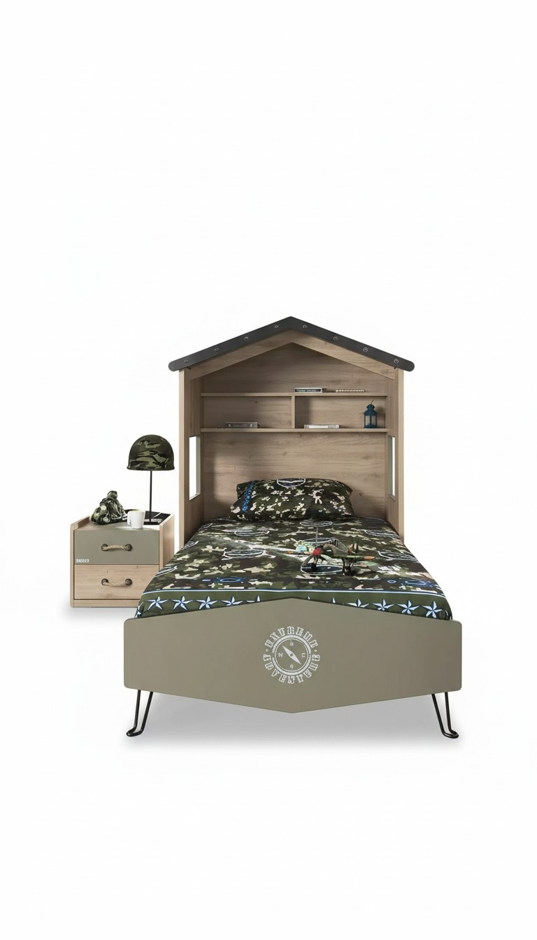 Komplette Kindermöbel Kinderbett Bett Holz Grün Set 2tlg Nachttisch