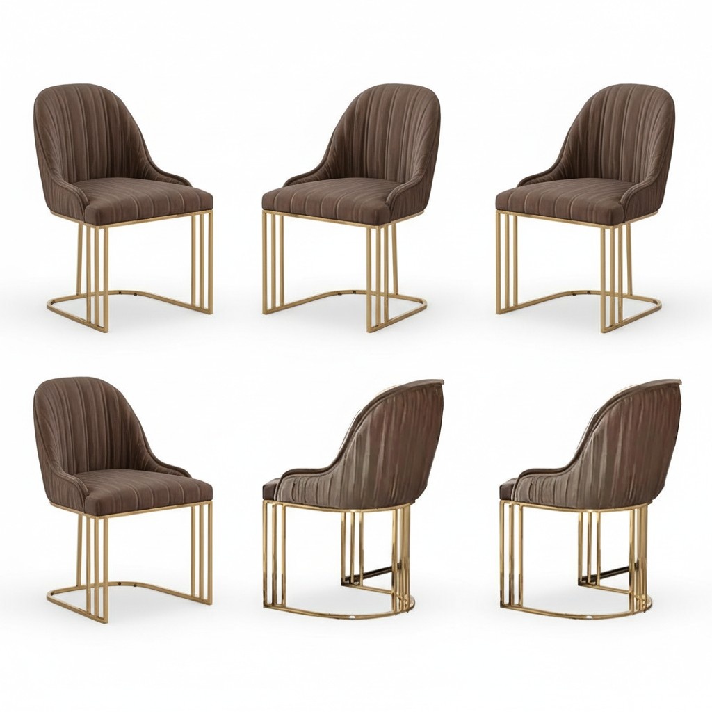 Komplette Küchenstühle Esszimmerstühle Stühle Beige 6tlg Stoff Design