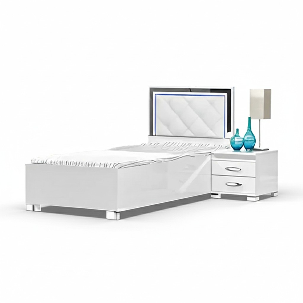 Komplette Schlafzimmer Bettrahmen Nachttisch Bett Weiß Einzelbett Set