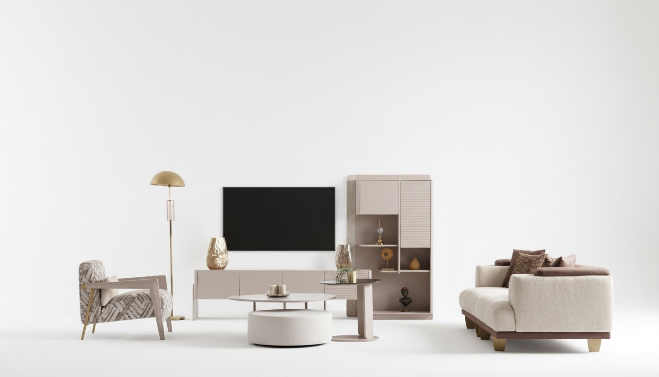 Komplette Wohnzimmer Garnitur 3-Sitzer Couchtisch Hocker Sessel 5tlg