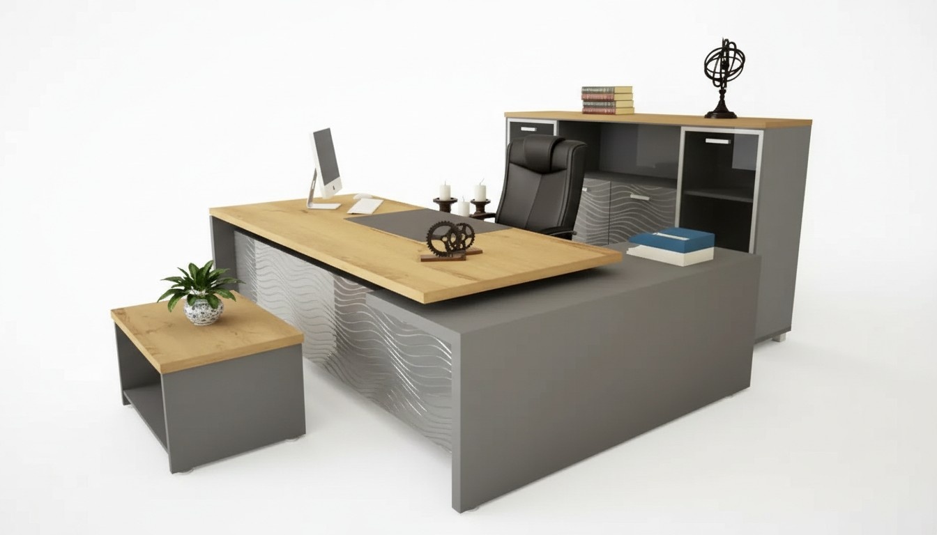 Komplettes Büro Set Schreibtisch Kommode Aktenschrank Couchtisch 3tlg