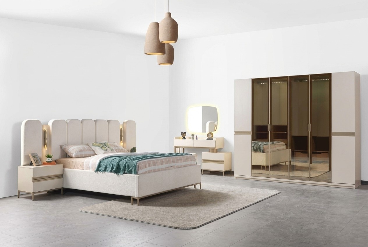 Komplettes Schlafzimmer Set 6tlg Bett Schrank Nachttische modern