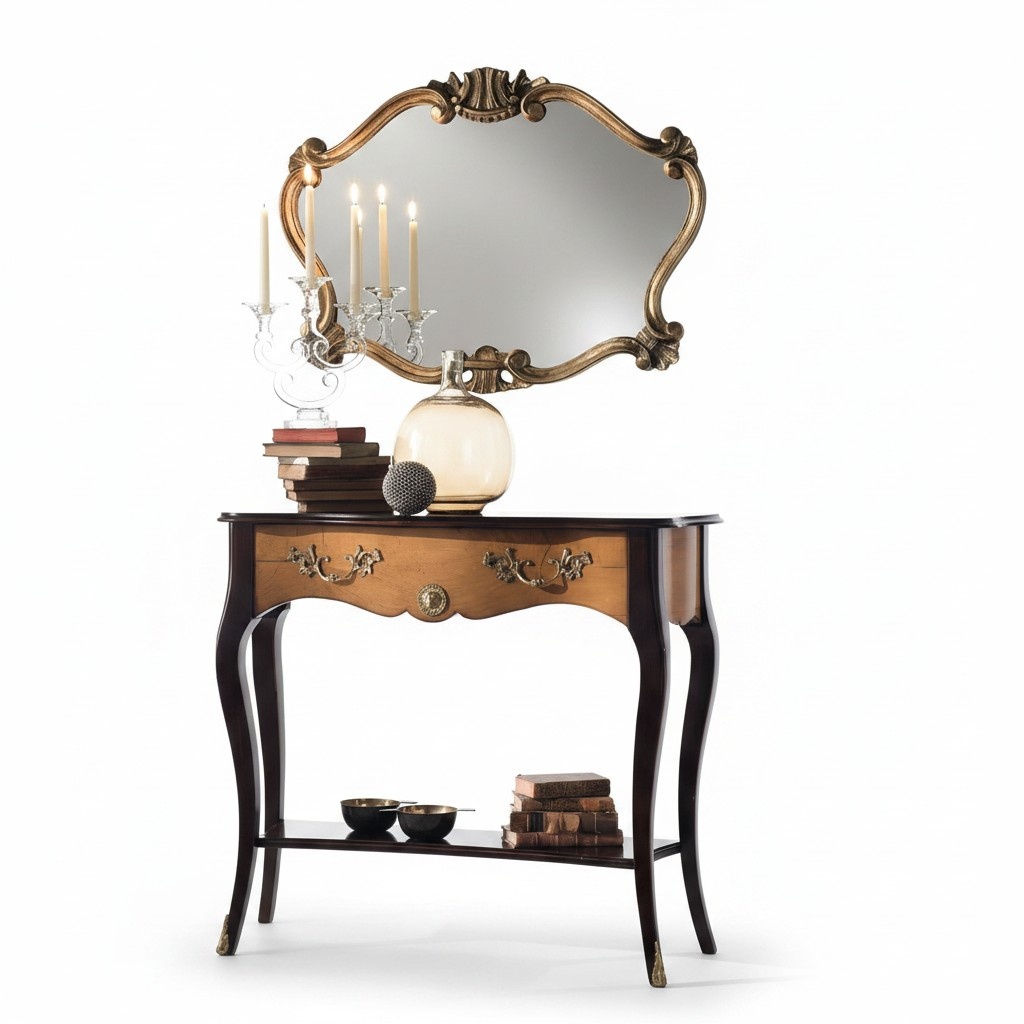 Konsole Tisch Barock Stil Spiegel Holz Italienisch Tische Gruppe 2tlg.