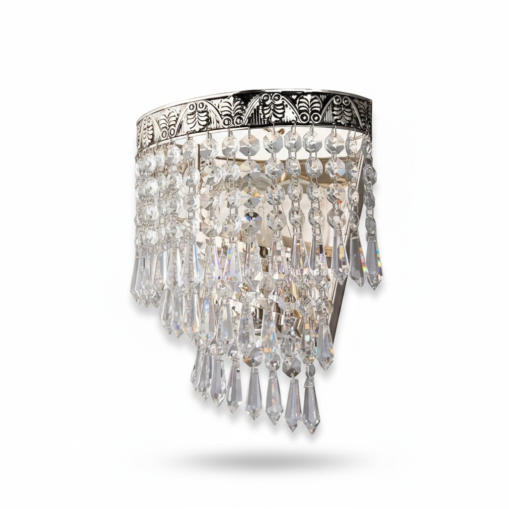 Kronleuchter Deckenleuchter Luxus Silber Deckenlampe Lüster Kristall