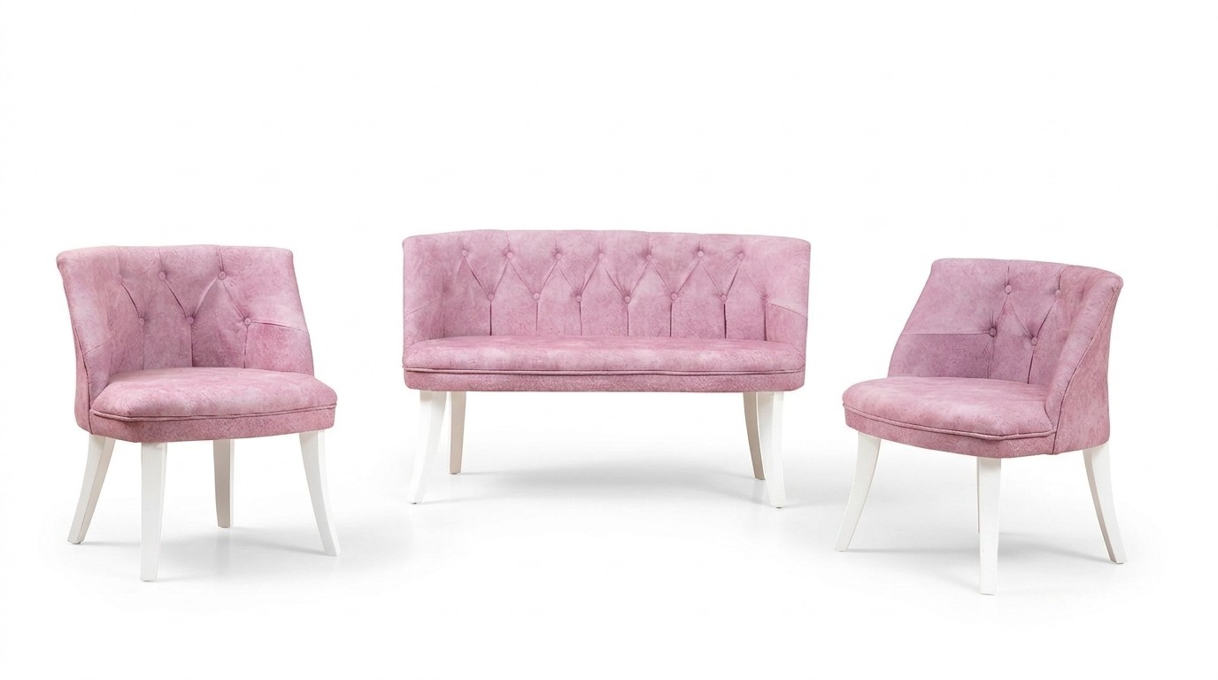 Küchen Sitzgarnitur Bank Sessel Rosa Chesterfield Garnitur Sitzmöbel Stoff