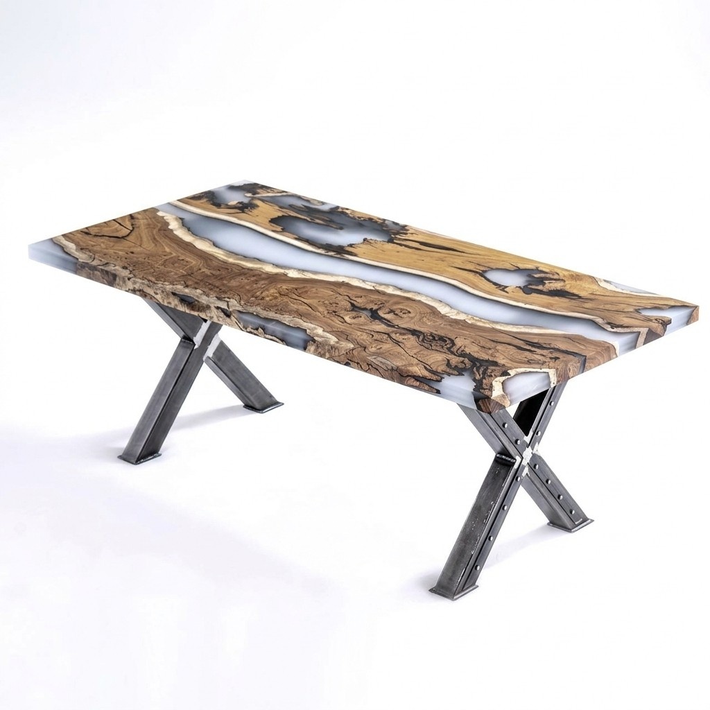 Küchentisch Esstisch Epoxidharz Esszimmertisch Tisch 160 cm Holz Braun