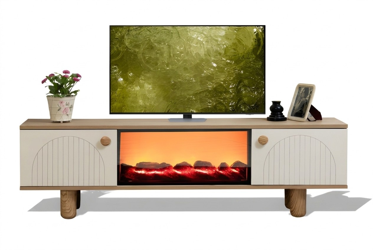 Kunstvoller TV-Lowboard mit kratzfester Melaminoberfläche und stabilen Beinen